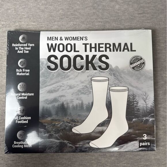 Premium Merino Wool Socks For Men & Women 3 Pair Gray Size Medium/Large - Picture 6 of 7